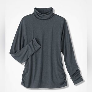 NWT Coldwater Creek Turtleneck PrimaKnit M Charcoal